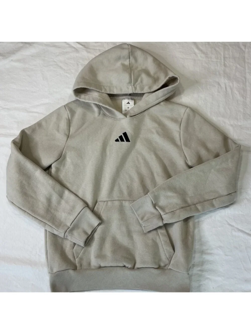 Adidas Boys Beige Hoodie Jogger Essential Small Logo Fleece Set size M 10-12